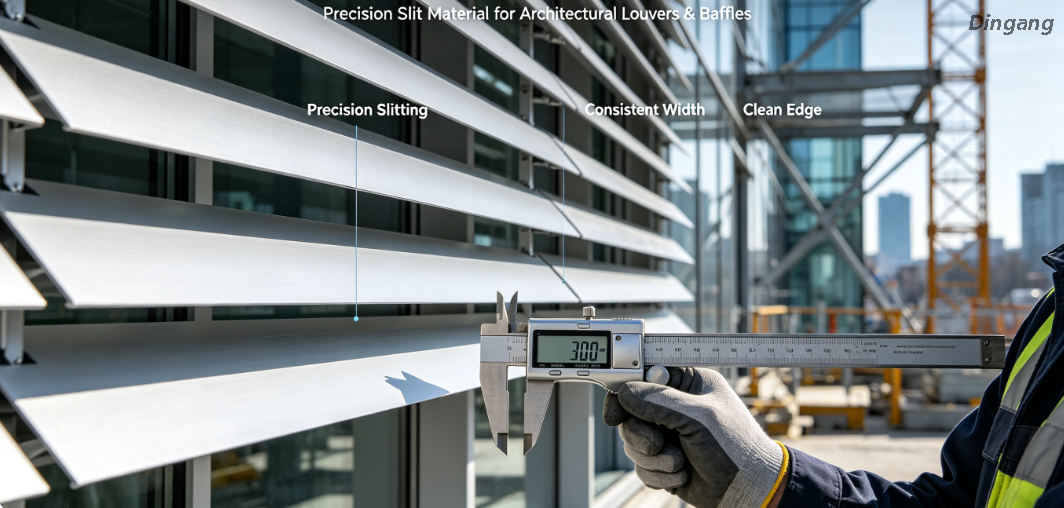  Ultraschmal tolerierter beschichteter Aluminiumstreifen | Pr&auml;zisionsschlitzmaterial f&uuml;r architektonische Lamellen und Leitbleche 