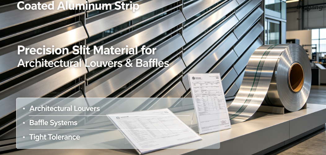  Ultraschmal tolerierter beschichteter Aluminiumstreifen | Pr&auml;zisionsschlitzmaterial f&uuml;r architektonische Lamellen und Leitbleche 