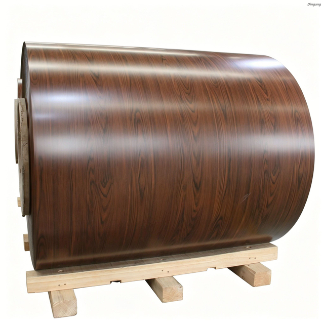 Bobina de aluminiu acoperită cu culoarea granulelor de lemn, rolă de aluminiu prevopsită PE PVDF pentru placarea pereților și acoperișurile de construcții